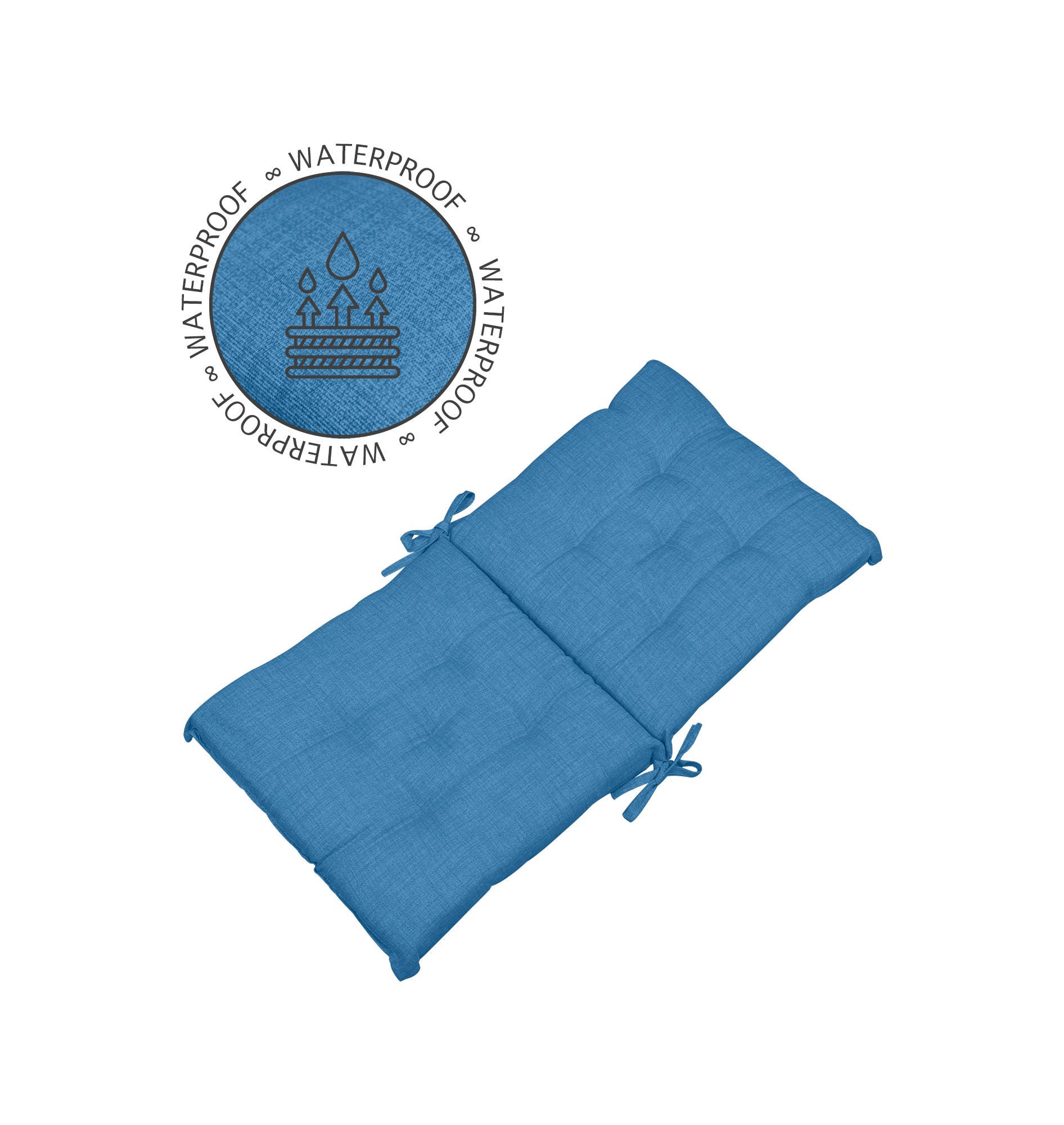 Set Cuscini Sedia Con Schienale Imbottiti Con Laccetti Banda Elastica 40 x 80 Cm Azzurro - 4 Pezzi