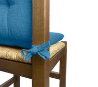 Set Cuscini Sedia Con Schienale Imbottiti Con Laccetti Banda Elastica 40 x 80 Cm Azzurro - 4 Pezzi