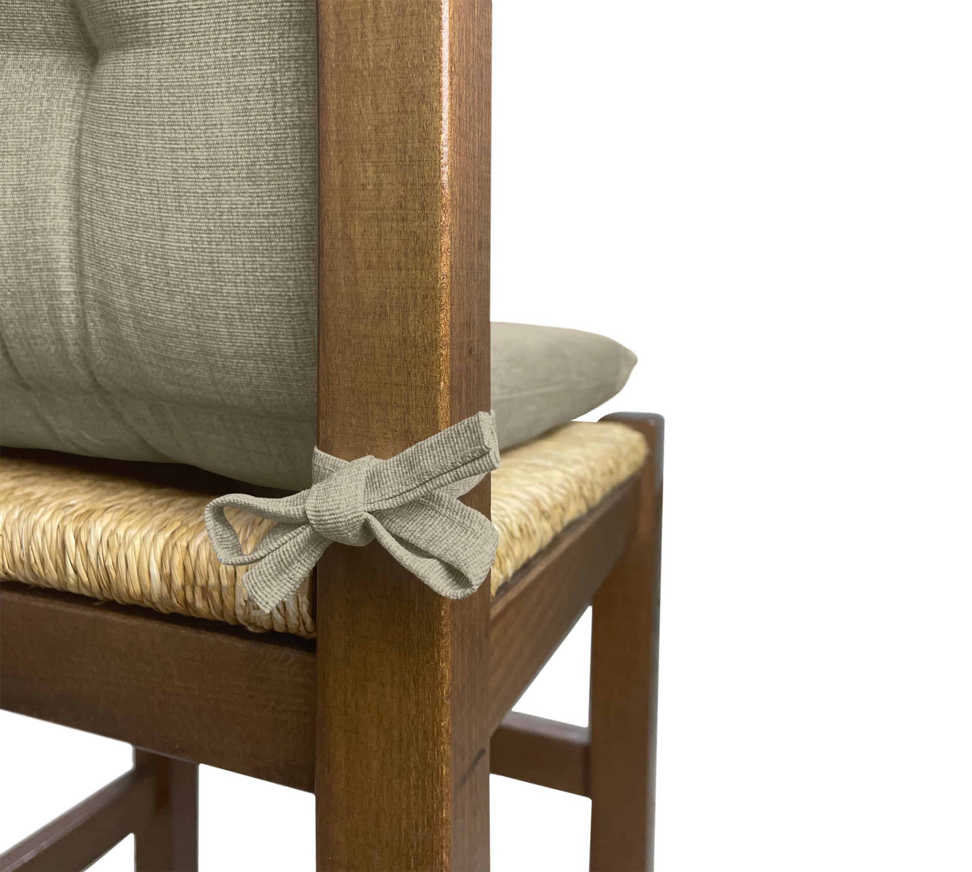 Set Cuscini Sedia Con Schienale Imbottiti Con Laccetti Banda Elastica 40 x 80 Cm Corda - 4 Pezzi