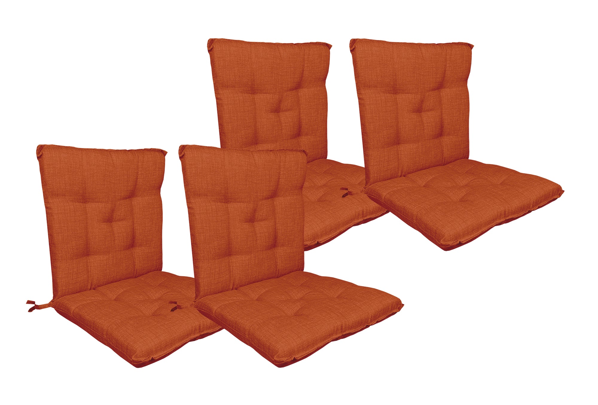Set Cuscini Sedia Con Schienale Imbottiti Con Laccetti Banda Elastica 40 x 80 Cm Rust - 4 Pezzi