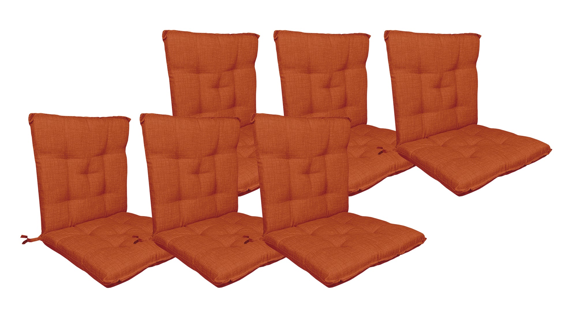 Set Cuscini Sedia Con Schienale Imbottiti Con Laccetti Banda Elastica 40 x 80 Cm Rust - 6 Pezzi