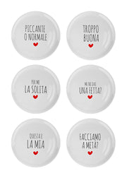 Set Di 6 Pezzi Piatti Per Pizza Grandi In Porcellana Piatto Cucina Pizze Piatti Piani Xxl Decorati Con Scritte  - Diametro 33cm
