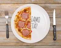 Set Di 6 Pezzi Piatti Per Pizza Grandi In Porcellana Piatto Cucina Pizze Piatti Piani Xxl Decorati Con Scritte  - Diametro 33cm