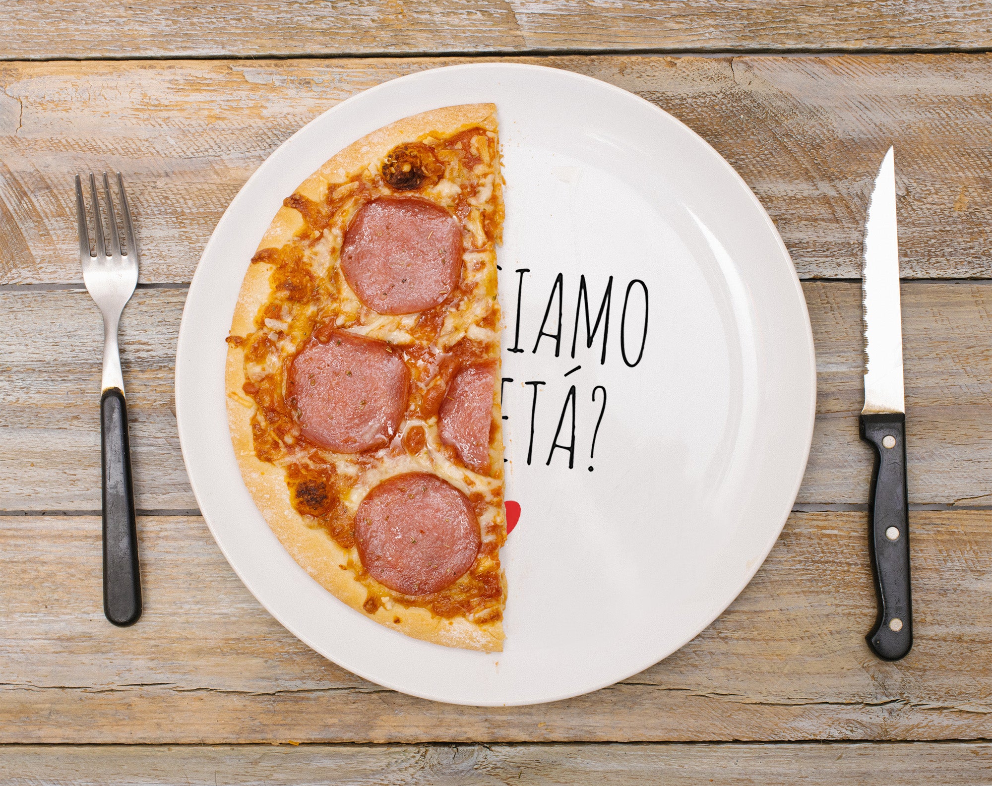 Set Di 6 Pezzi Piatti Per Pizza Grandi In Porcellana Piatto Cucina Pizze Piatti Piani Xxl Decorati Con Scritte  - Diametro 33cm