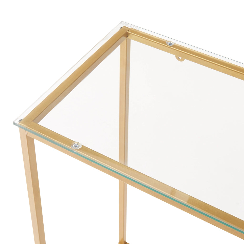 Tavolo a Consolle Kronoby da Ingresso 100 x 30 x 80 cm - Vetro Trasparente / Color Oro [en.casa]