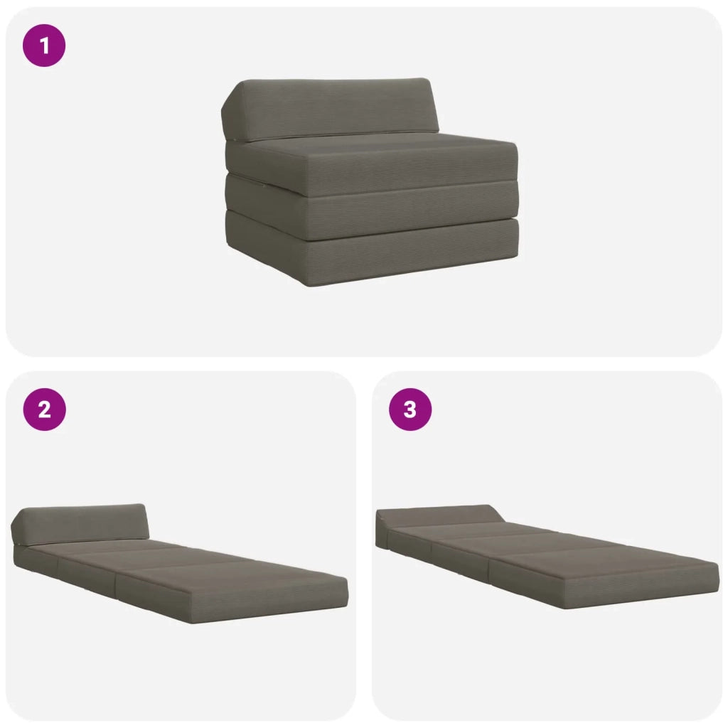 Divano Letto Pieghevole Grigio Chiaro 200 x 70 x 10 cm