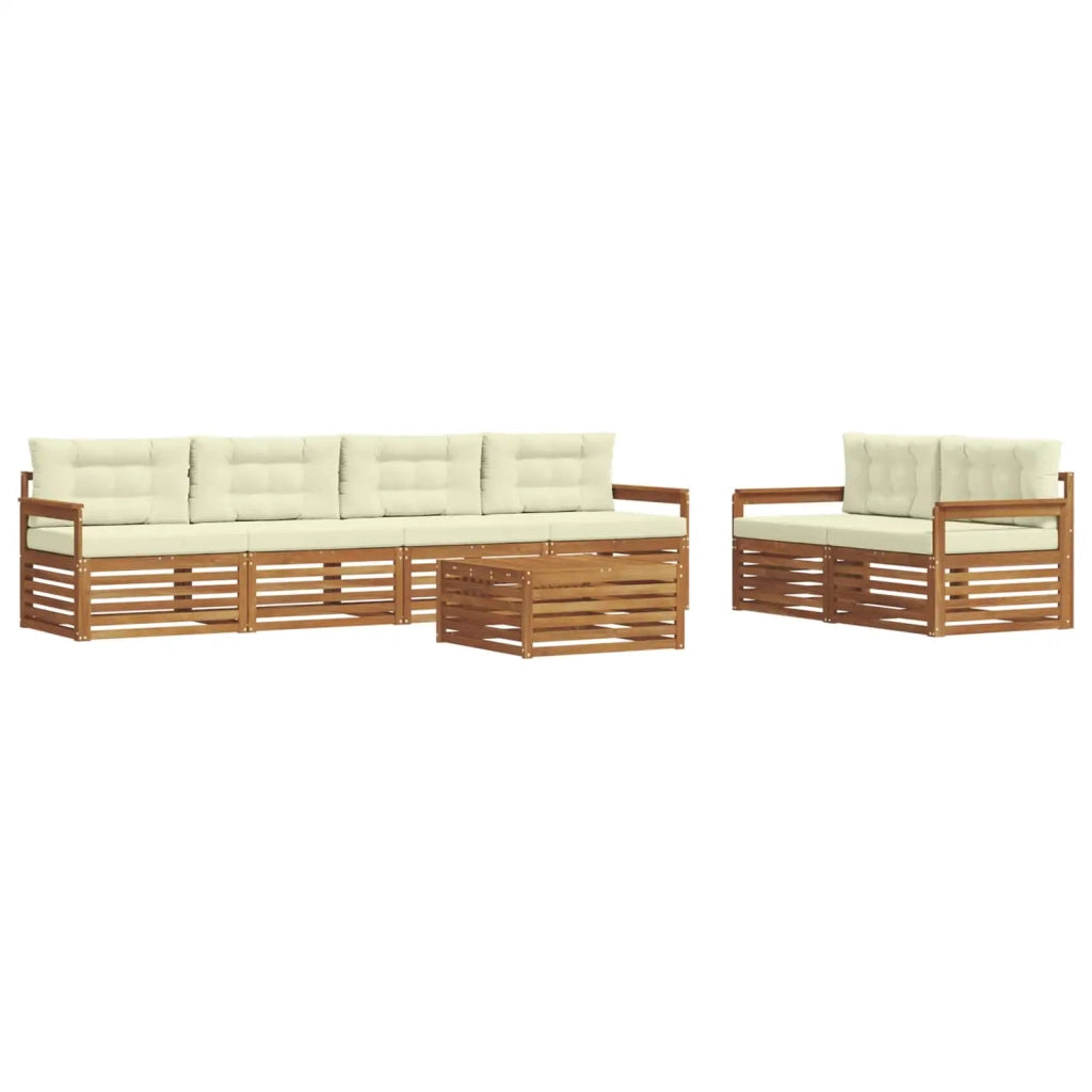 Set di divani da esterno con cuscino 7 pcs Naturale e Crema 3373045