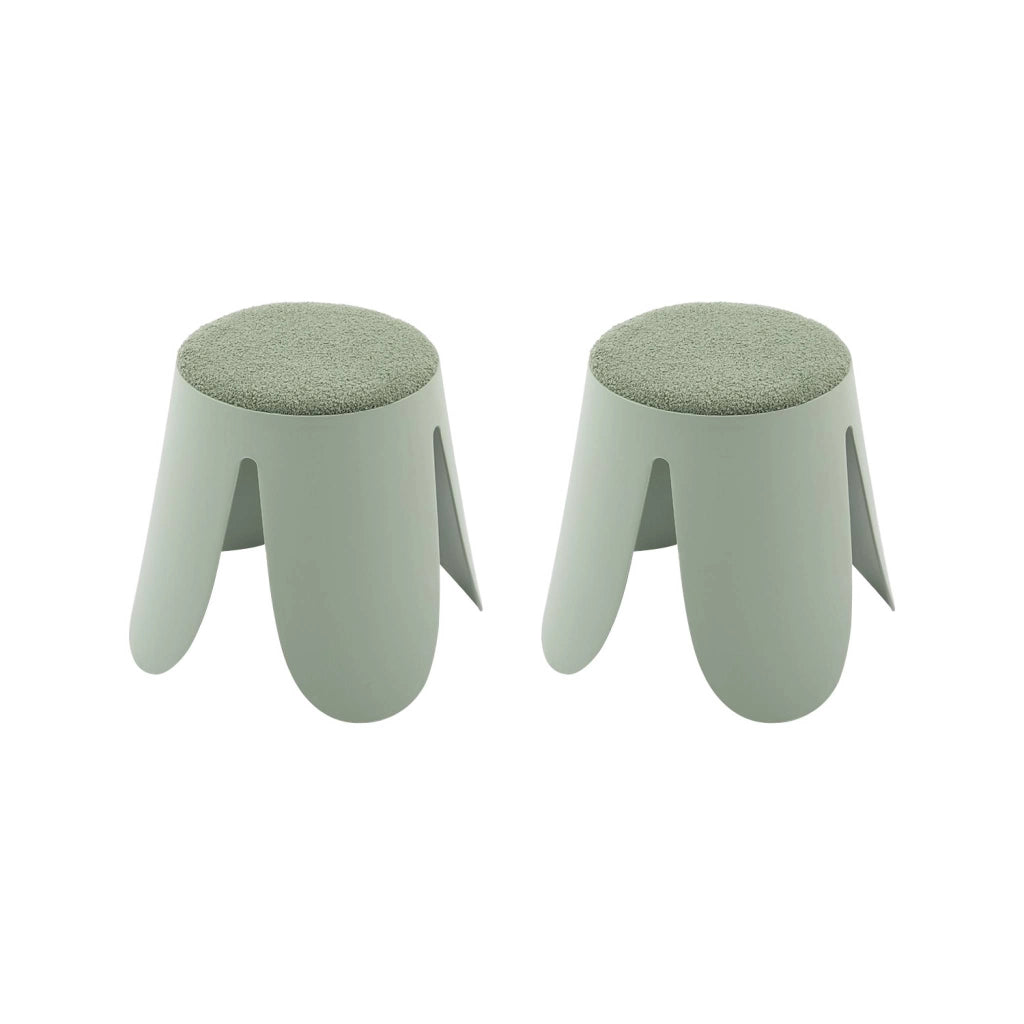 Sgabello impilabile per bambini in bouclé testurizzato, set di 2,
