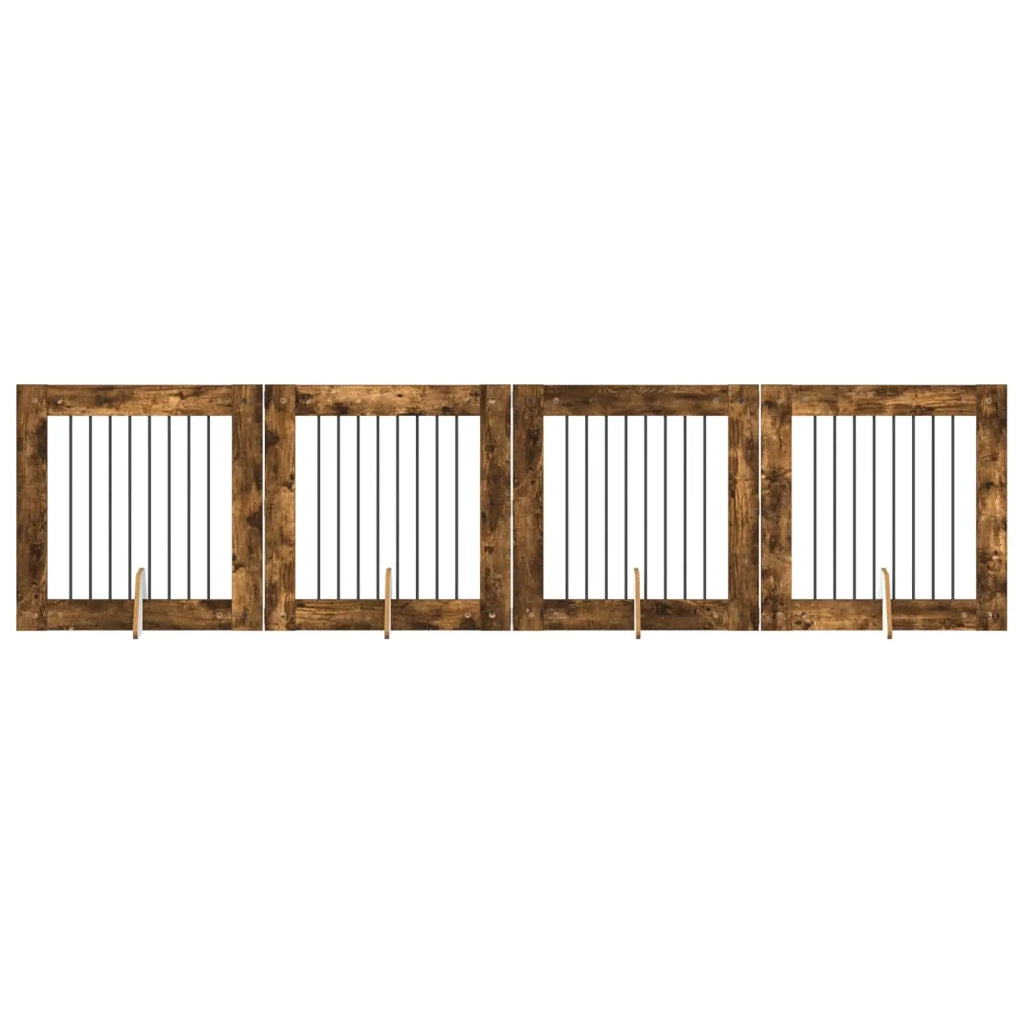 Cancello per cani con supporti 4 pcs Rovere Fumo 80 x 80 cm