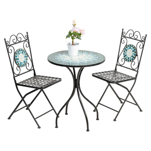 Set Bistrot Tavolino Con 2 Sedie Con Mosaico In Ceramica Per Esterno Terrazzo Giardino Pieghevoli Patio Casa,Bar,Ristoranti,Mobili Giardino - Mod-Messina
