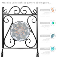 Set Bistrot Tavolino Con 2 Sedie Con Mosaico In Ceramica Per Esterno Terrazzo Giardino Pieghevoli Patio Casa,Bar,Ristoranti,Mobili Giardino - Mod-Cefalu
