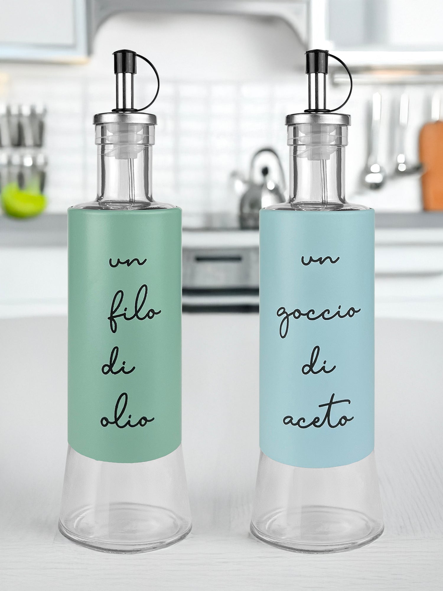 Set Condimento 4 Pezzi Olio Aceto Sale Pepe Vetro Acciaio Certificato Per Alimenti Organizzatore Acciaio Inox Con Stand In Ferro Condimenti Tavola Oliera Saliera Dispenser Tavola Organizer Porta Spezie Barattoli Contenitori 