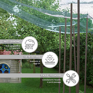 Rotolo Rete Antigrandine A Doppia Trama Extra Rinforzata Antistrappo Lunghezza 10 Metri Varie Altezze Ammortizzante Di Facile Installazione Protezione Auto Orti Coltivazioni  - 1.5x5.0Metri