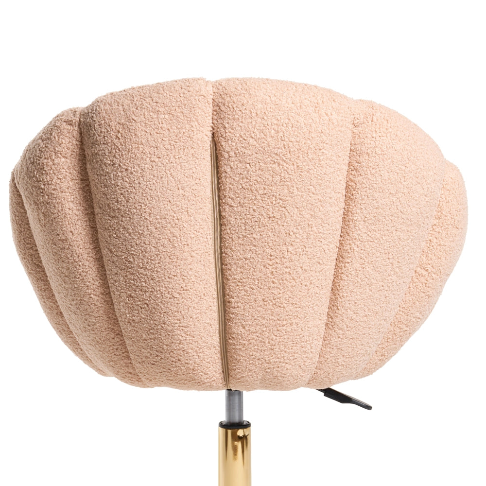 Elegante sedia da ufficio girevole in tessuto bouclè rosa pastello con base regolabile in altezza Design moderno Home Office