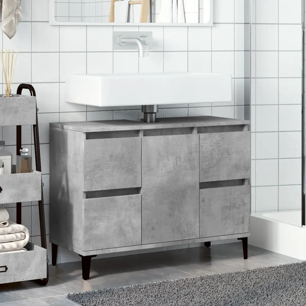 Mobile Lavabo | Armadio Lavabo Grigio Cemento 80x33x60 cm in Legno Multistrato