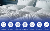 Piumino Primavera Estate In Vera Piuma D'oca Made In Italy Interno Bianco Piumone Letto Leggero Traspirante Coperta Primaverile  - Bianco - Matrimoniale