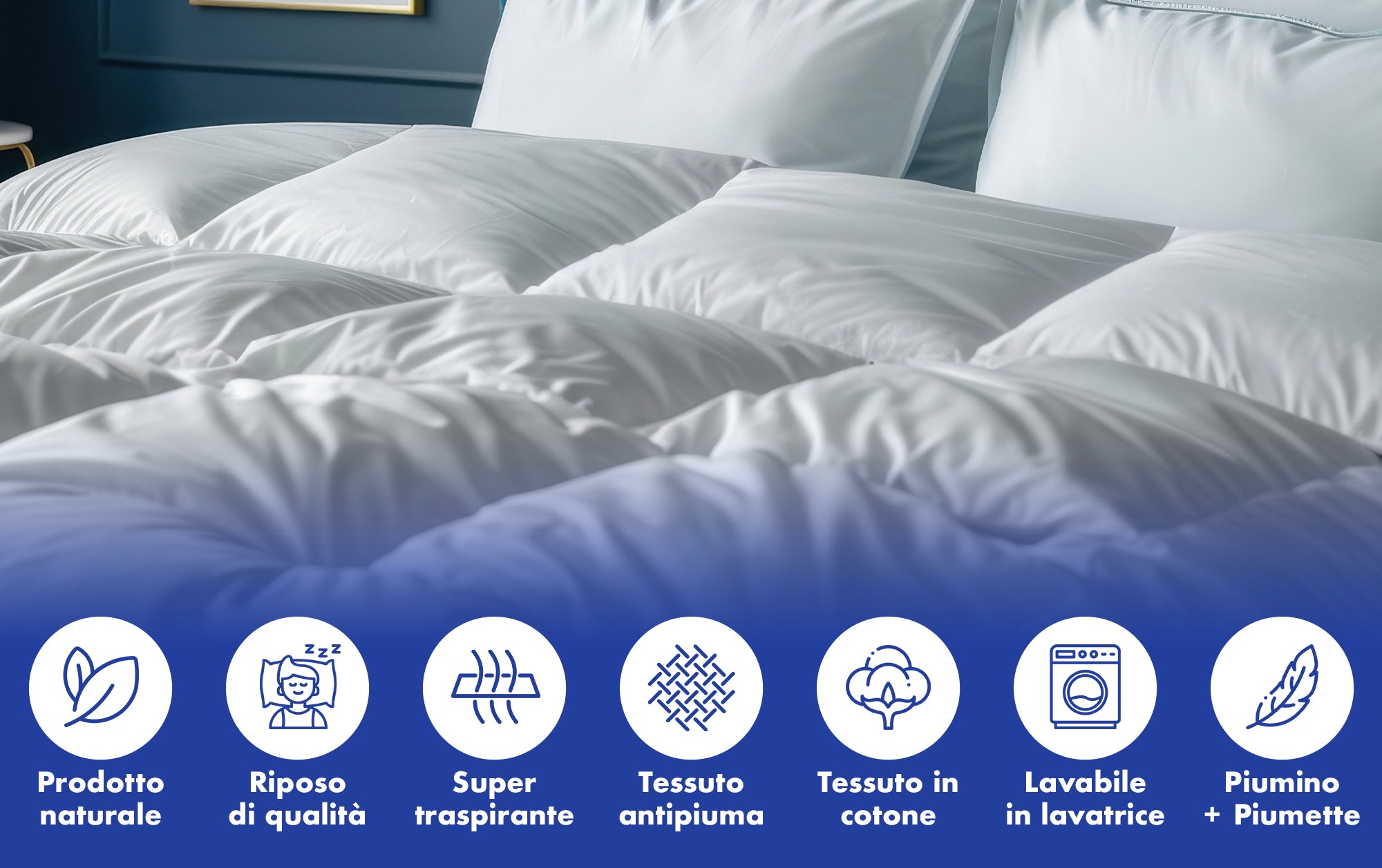 Piumino Primavera Estate In Vera Piuma D'oca Made In Italy Interno Bianco Piumone Letto Leggero Traspirante Coperta Primaverile  - Bianco - Singolo