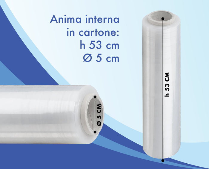 6 Rotoli Pellicola Imballaggio 160 Mt Da 2.2Kg 23 Micron Altezza 50 Cm Prodotto Italiano Estensibile Multiuso Extra Resistente Spedizioni Trasloco Misure e Peso Reali