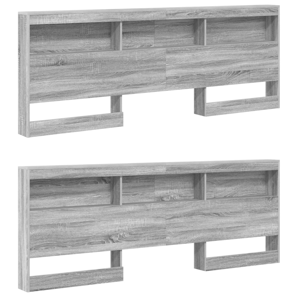 Letto con libreria Grigio Sonoma 180x200 cm in legno ingegnerizzato