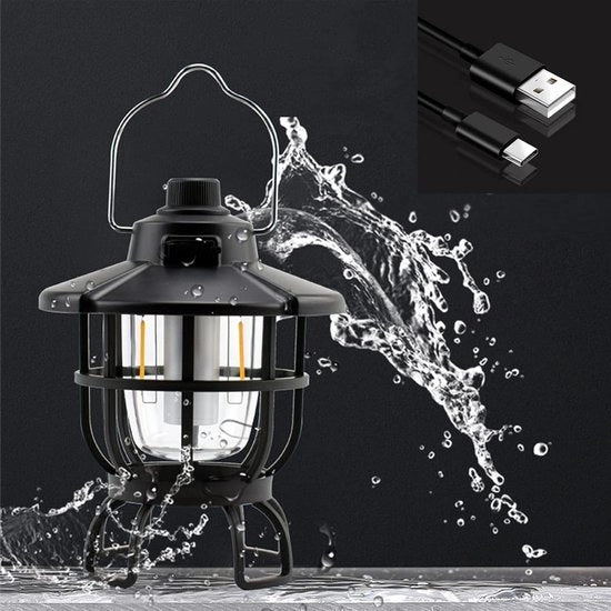 Lanterna accu LED waterproof senza finestra per camping e survival, IPX4, con funzione SOS