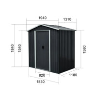 Capanno degli attrezzi antracite 131 x 194 x 184 cm capanno degli attrezzi, capanno, metallo