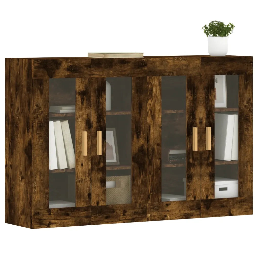 Armadietti a Parete 2 pz Rovere Fumo in Legno Multistrato 3197902