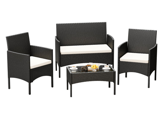 Salotto Da Esterno In Rattan 2 Poltrone 1 Divano 1 Tavolo Giardino Esterno Con Cuscini Terrazzo Patio Salotto Relax Primavera Estate  Mobili Estivi 4 Posti Tavolo Ripiano In Vetro