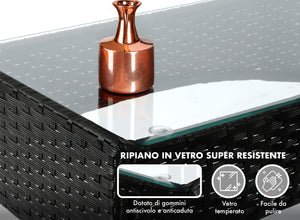 Salotto Da Esterno In Rattan 2 Poltrone 1 Divano 1 Tavolo Giardino Esterno Con Cuscini Terrazzo Patio Salotto Relax Primavera Estate  Mobili Estivi 4 Posti Tavolo Ripiano In Vetro