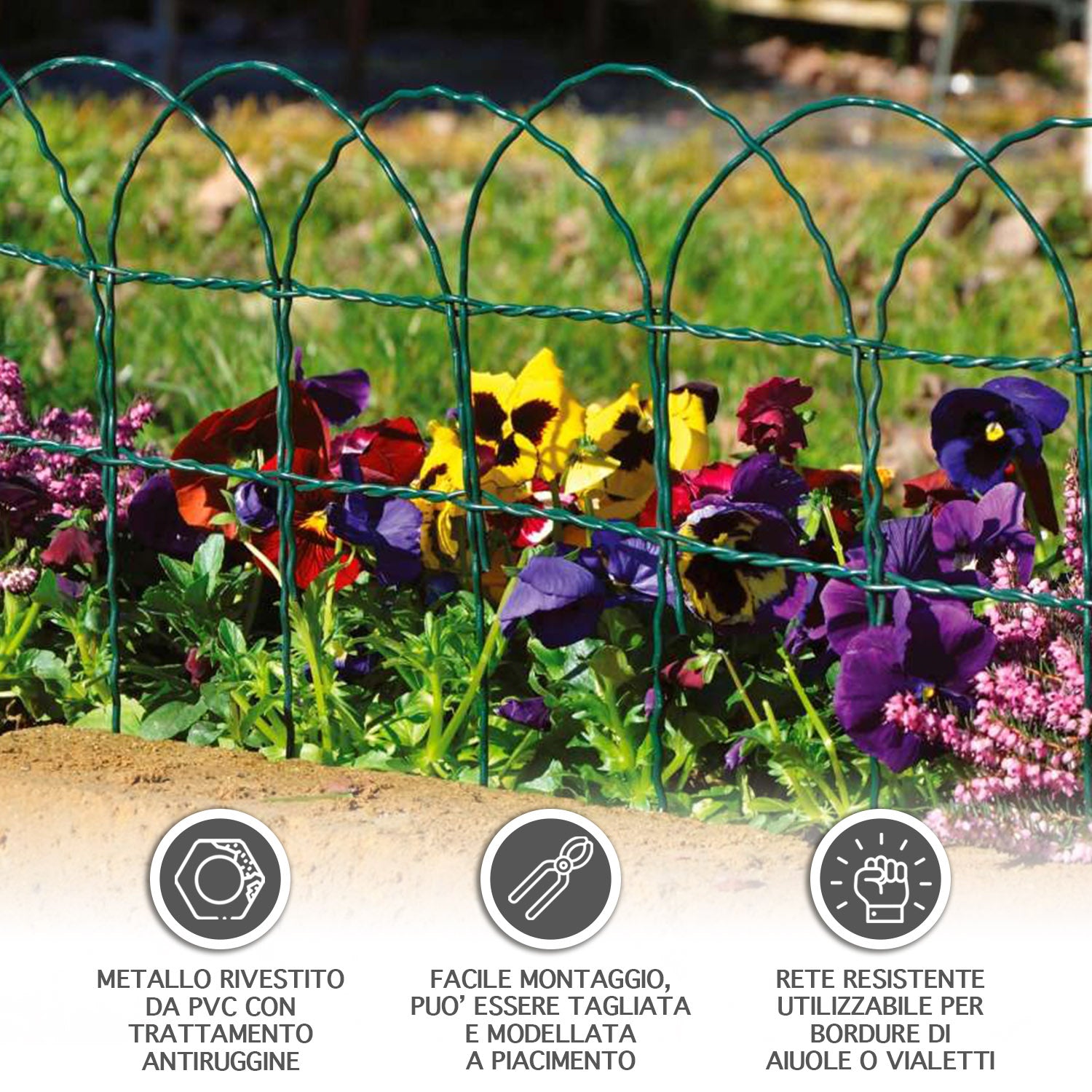 Rete Metallica Bordura Per Aiuole Antiruggine Bordi Protezione Ornamentale Aiuole Fiori Giardini Vialetti Delimitazione Arco Bordatura Rollborder - 0,65x10Metri