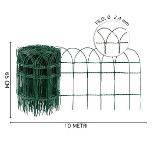 Rete Metallica Bordura Per Aiuole Antiruggine Bordi Protezione Ornamentale Aiuole Fiori Giardini Vialetti Delimitazione Arco Bordatura Rollborder - 0,65x10Metri