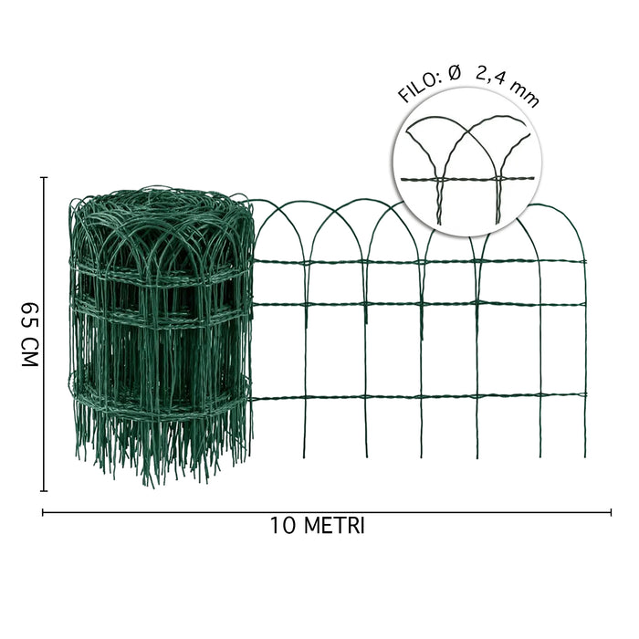 Rete Metallica Bordura Per Aiuole Antiruggine Bordi Protezione Ornamentale Aiuole Fiori Giardini Vialetti Delimitazione Arco Bordatura Rollborder - 0,65x10Metri