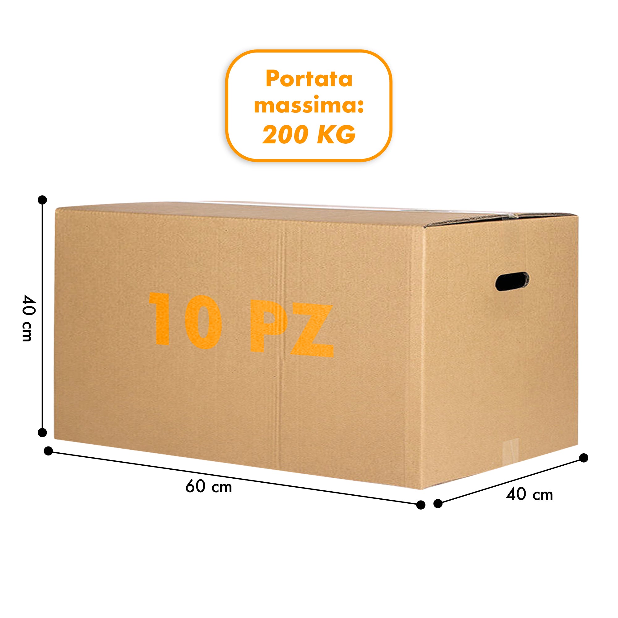 10 Scatoloni Con Maniglie 60x40x40 Cm Scatola Cartone A Doppia Onda Per Trasloco Spedizioni Imballaggi Scatolone Forte Resistente Scatole Grandi