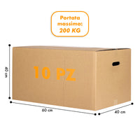 10 Scatoloni Con Maniglie 60x40x40 Cm Scatola Cartone A Doppia Onda Per Trasloco Spedizioni Imballaggi Scatolone Forte Resistente Scatole Grandi