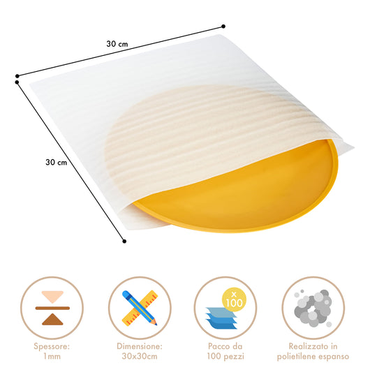 100 Pezzi Pluriball Buste Per Imballaggio Fogli Imballaggio In Poliuretano Espanso Trasloco Protezione Vetro Piatti Porcellane Stoviglie 30x30Cm Imballo Materiale Fragile Delicato