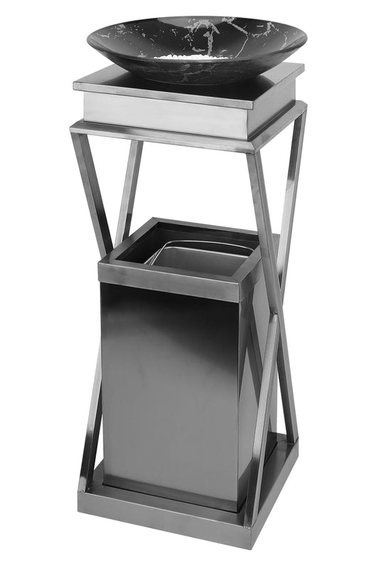 Posacenere 2 In 1 Da Terra Professionale Elegante Interno Esterno Con Secchio Cestino Gettacarte Spazzatura Realizzati In Acciaio Marmo Acciaio Ufficio Bar Ristorante Hotel Design Moderno - Modello flaros