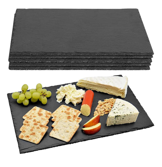 Set Da 6 Pezzi Piatti Ardesia 40x30Cm Grandi XXL Cm Pietra Naturale Sottopiatti Piatto Vassoio Portata Decorazioni Tavola Piatti Grandi Certificati Contatto Alimentare Sushi Formaggi Salumi