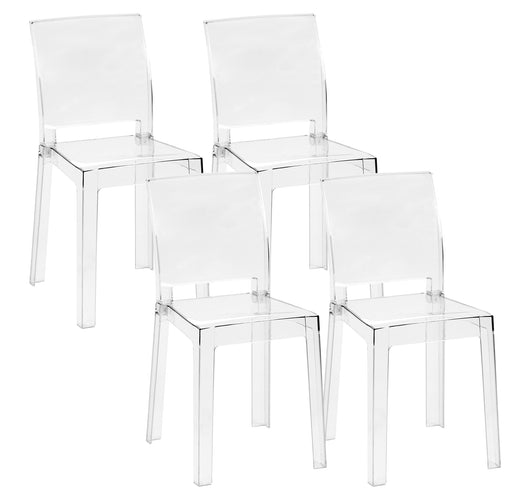 Set Di 4 Sedie Cucina In Policarbonato Trasparenti Seduta Ergonomica Schienale Curvato Sedia Trasparente Casa Cucina Sala Bar Ristoranti Matrimoni Eventi Solide Resistenti Design Moderno