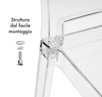 Set Di 4 Sedie Cucina In Policarbonato Trasparenti Seduta Ergonomica Schienale Curvato Sedia Trasparente Casa Cucina Sala Bar Ristoranti Matrimoni Eventi Solide Resistenti Design Moderno