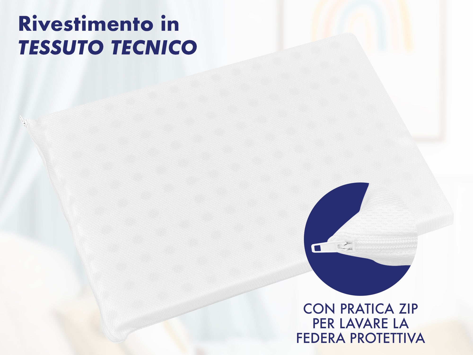 Cuscino Lettino Bambino 40x60 Cm In Memory Foam Prodotto Italiano Certificato OEKO-TEX® Antisoffoco Guanciale Per Asilo Sfoderabile Traspirante Anallergico