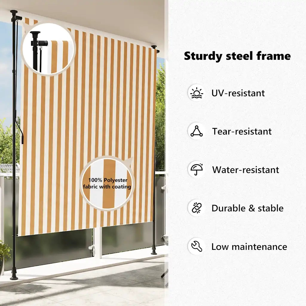 Tenda a rullo | Tenda avvolgibile Esterno Arancio Bianca 200x270cm Tessuto Acciaio