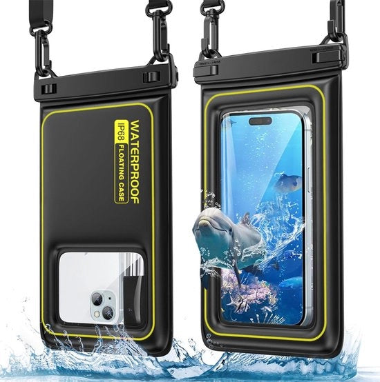 Due borse impermeabili per smartphone, adatte a iPhone 17 Pro Max/16/15/14/XR/X/SE/8/7, Galaxy S25/S26, Google, adatte a smartphone con schermo inferiore a 6,9 pollici, borsa impermeabile IPX8, accessorio obbligatorio per le vacanze (nero-verde)