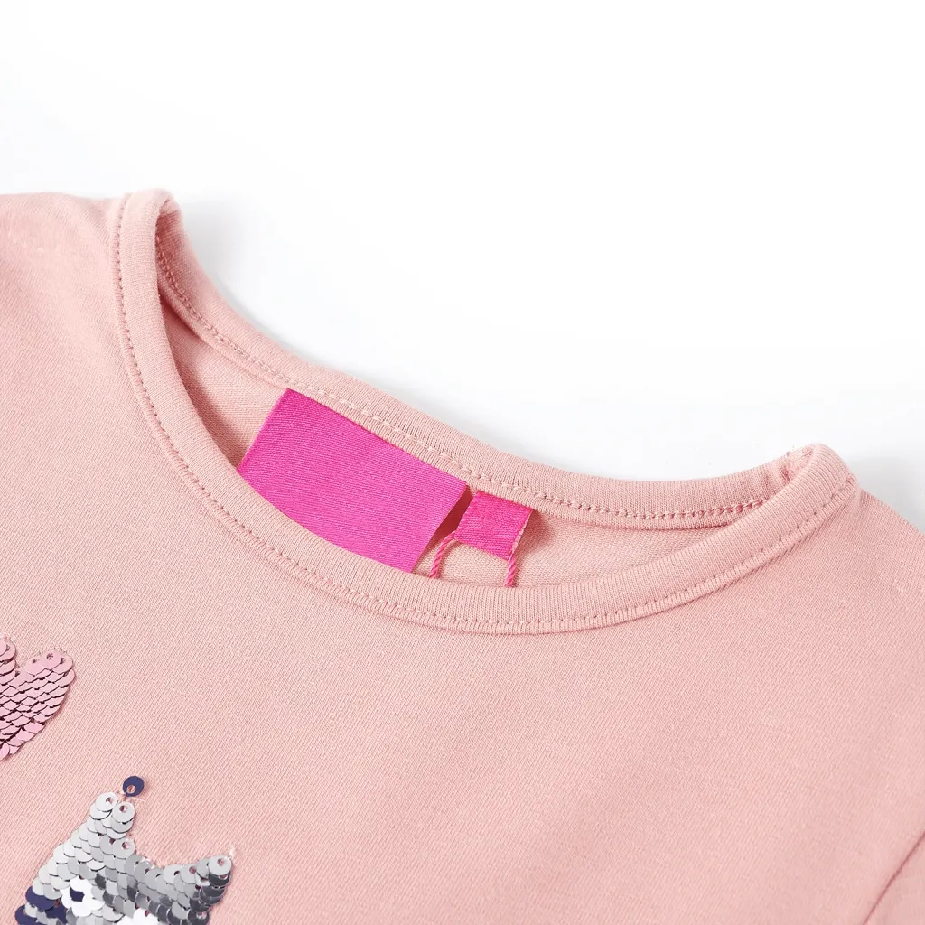 Maglietta Bambina Maniche Lunghe Rosa Chiaro 104 14085