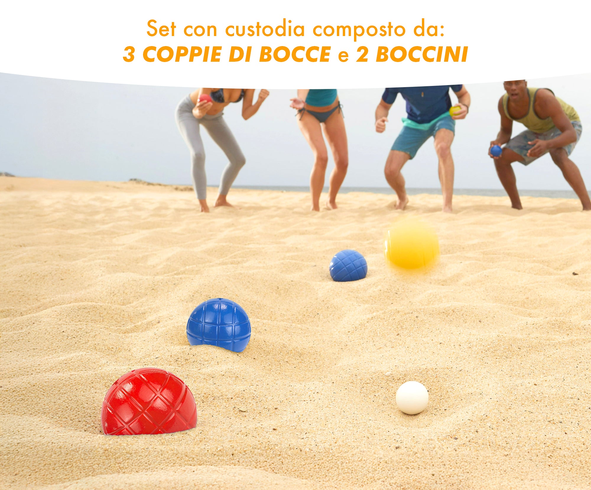 Set Di Bocce Bambini Adulti 6 Palline 2 Boccini Spiaggia Campeggio Giardino Con Borsetta Per Trasporto Prodotto Palline Giochi Per Il Mare