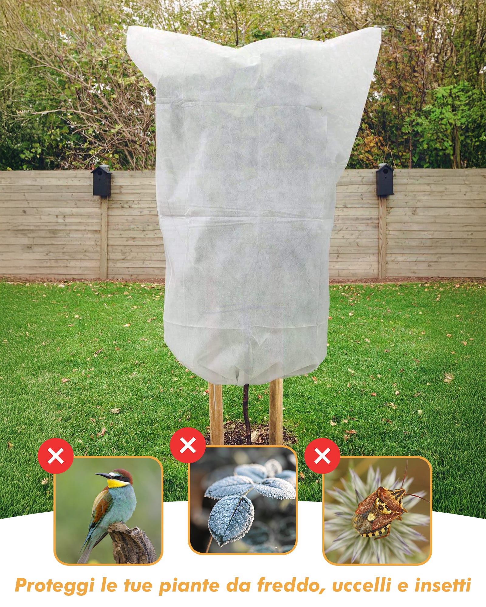 Cappucci In Tnt Per Protezione Piante Fiori Sacco Protettivo Cappuccio Inverno Freddo Grandine Uccelli Insetti Antigelo Telo Protettivo Varie Misure  3-Pezzi/1.6x1Mt