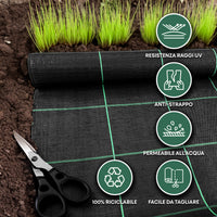 Telo Pacciamatura  Antistrappo Uv Resistente Permeabile Drenante Orto Giardino Serra Polipropilene Contro Le Erbacce Copertura Pacciamante Super Resistente Stop Erbe Infestanti 1.05x20Mt