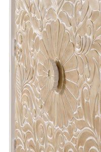 Armadio a 2 ante con scaffali interni in massello di mango intagliato