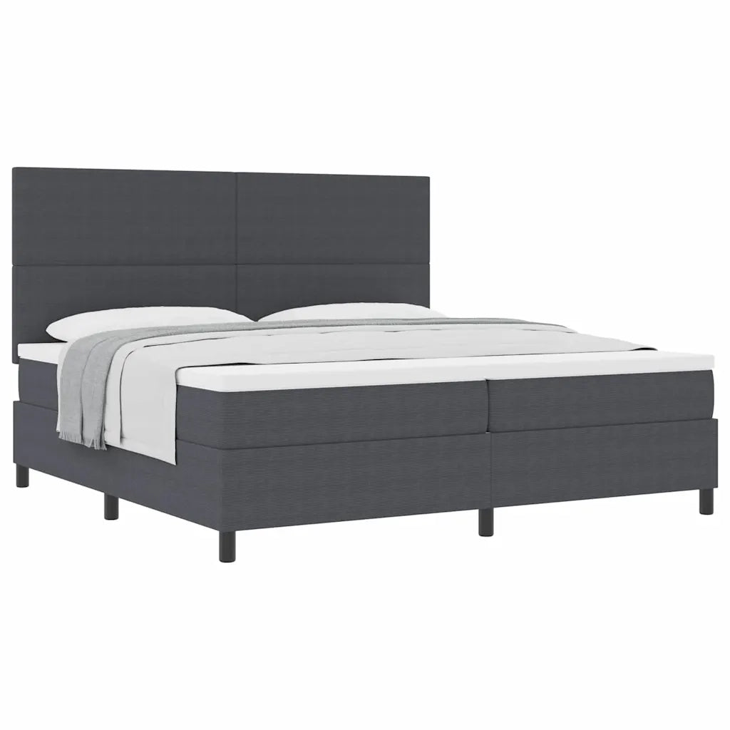 Letto a molle con testiera Grigio Scuro e Bianco 200 x 200 cm 3337572