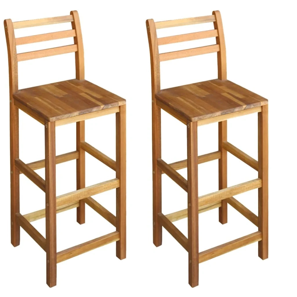 Set di due sgabelli da bar di design seduta in legno massello di acacia 1202053