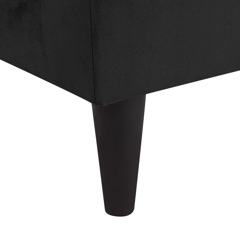 Chaise longue Rivestimento in velluto Nero con contenitore a versione destra con cuscino