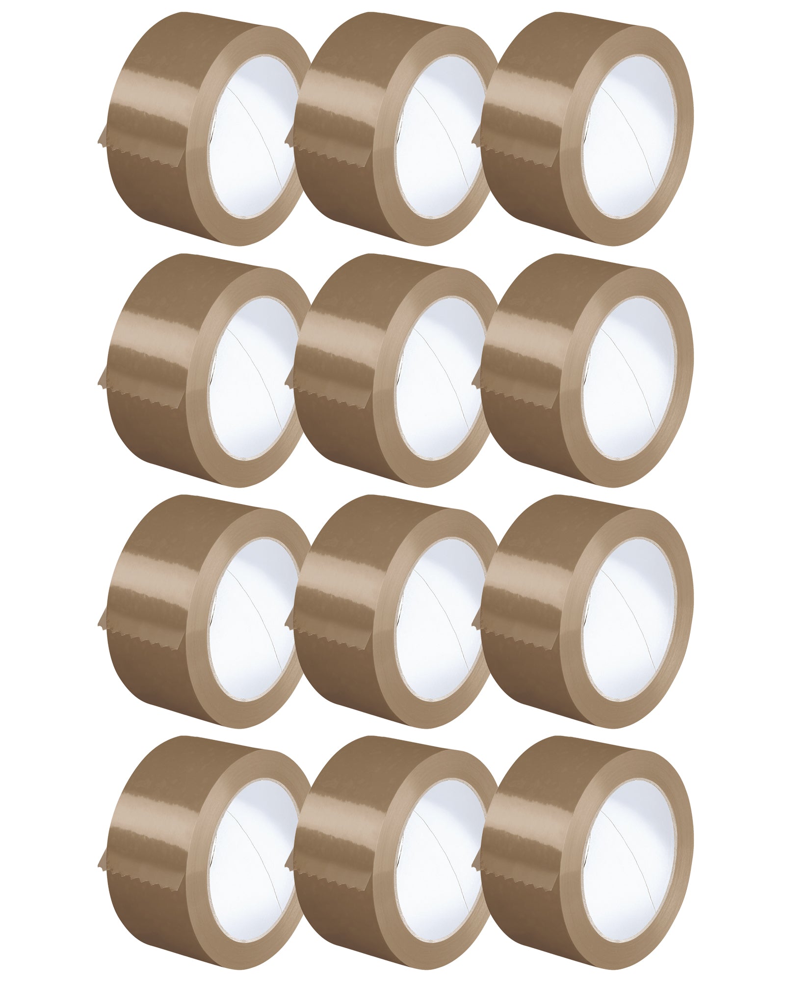 Nastro Adesivo Da Imballaggio Pacchi 50mm x 66 Metri Acrilico Resistente All'Acqua Silenzioso Sigilla Spedizioni Protezione Per Trasloco Prodotto Italiano Avana - 12 Rotoli